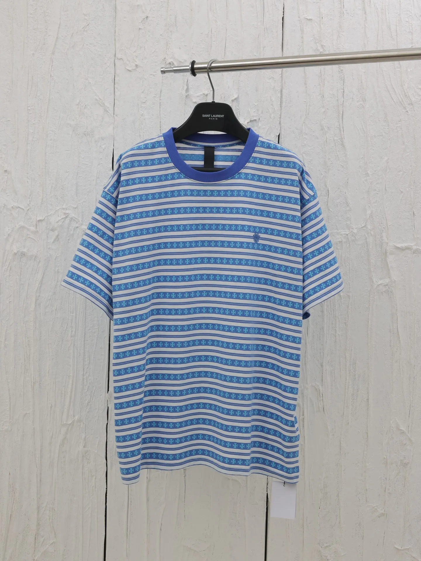 🅿️290 Chrome hearts*/Chrome Hearts 25 new style yarn-dyed full-print short-sleeved T-shirt. The minimum order of yarn-dyed fabric is one thousand meters. The cost is expensive. The embroidery uses imported embroidery machines. Size: S/M/L